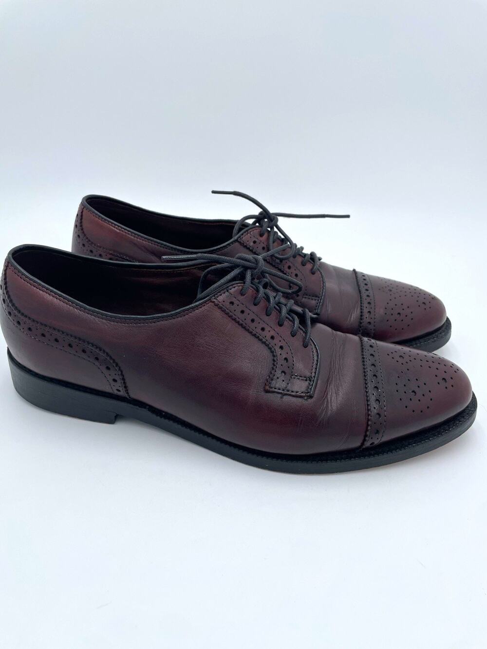 Allen Edmonds Hancock Burgundy Leather Cap Toe Brogue Oxford 9.5 D 7677
